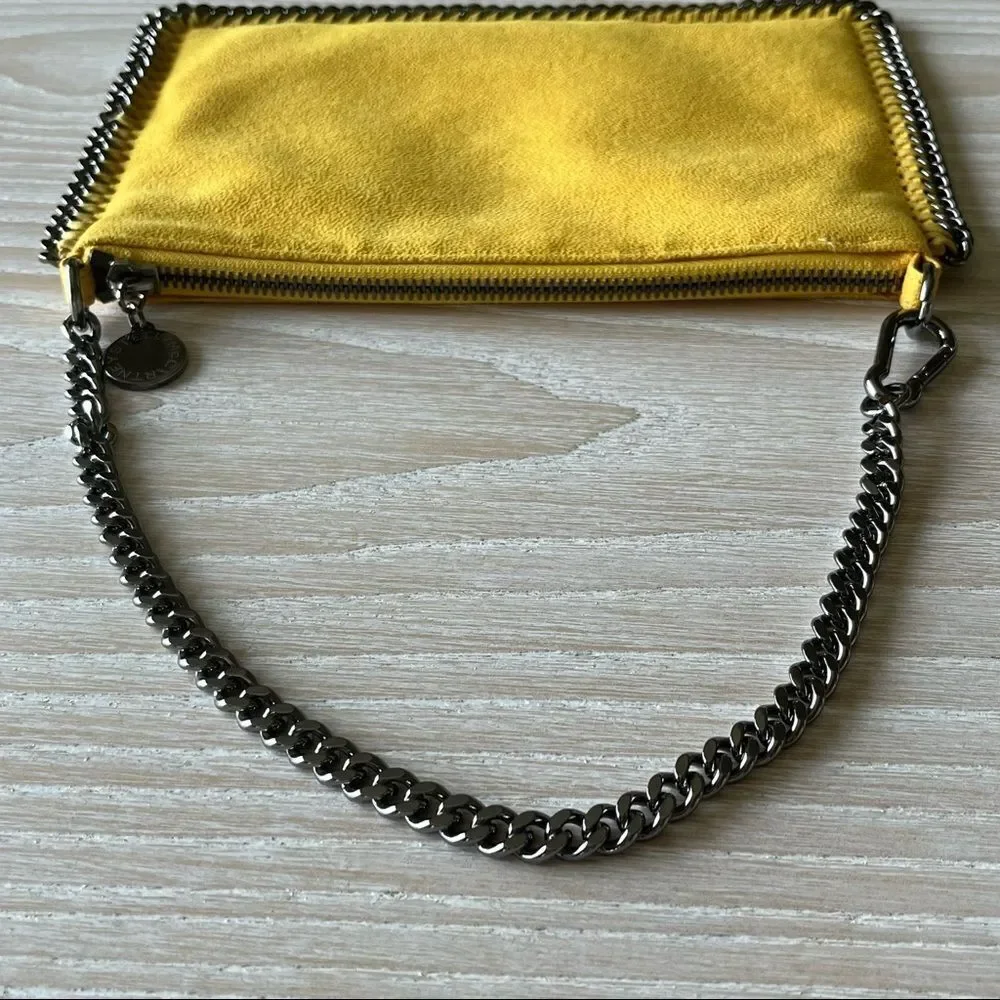 Stella McCartney Falabella Pouchette Bag Yellow Vegan Leather NEW